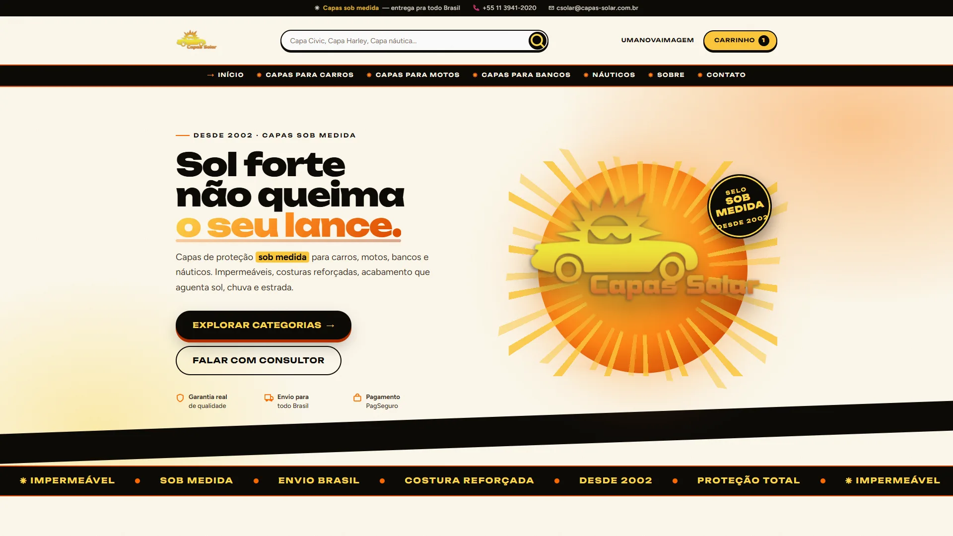 Site Capas Solar criado pela Uma Nova Imagem