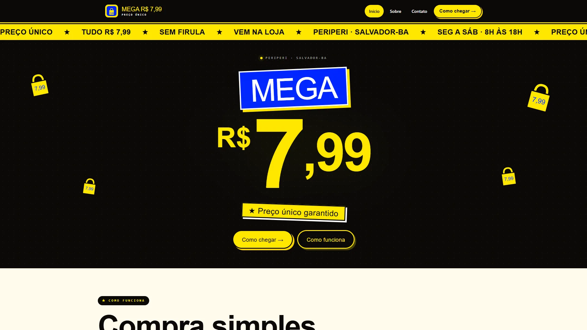 Site Mega R$ 7,99 Periperi criado pela Uma Nova Imagem