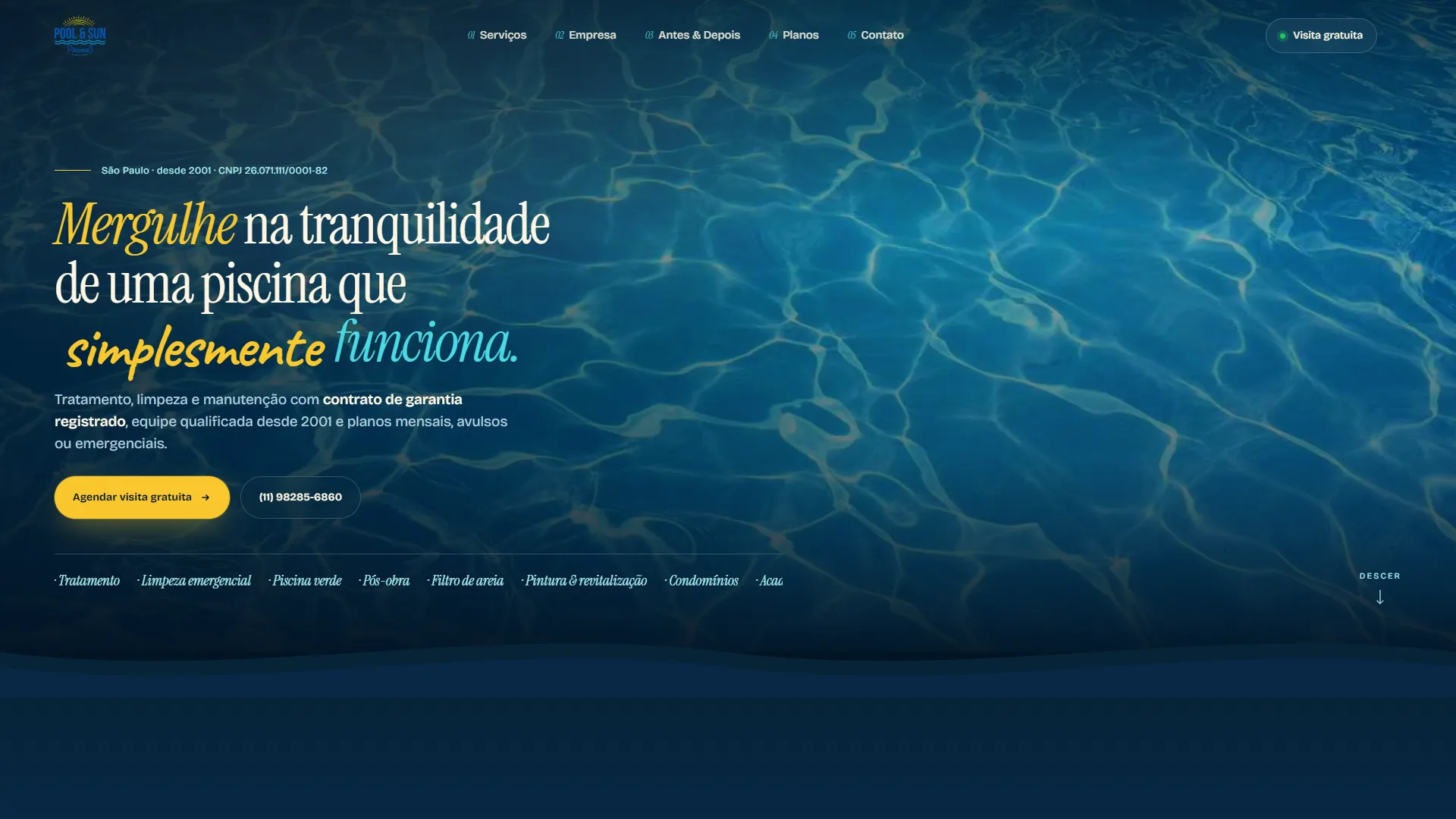 Site Poolsun Piscinas criado pela Uma Nova Imagem
